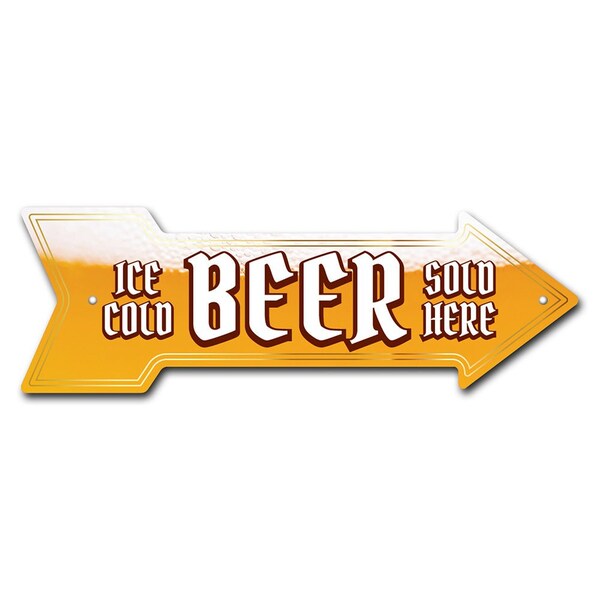 Signmission Ice Cold Beer 2 Arrow Sign Funny Home Decor 24in Wide P-ARROW8-999809 - main